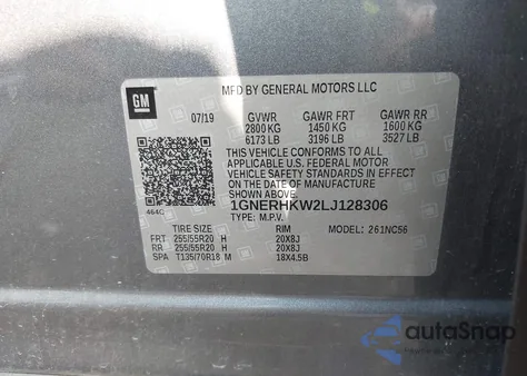 2020 Chevrolet Traverse Fwd Lt Leather z USA, uszkodzony, nr VIN 1GNERHKW2LJ128306